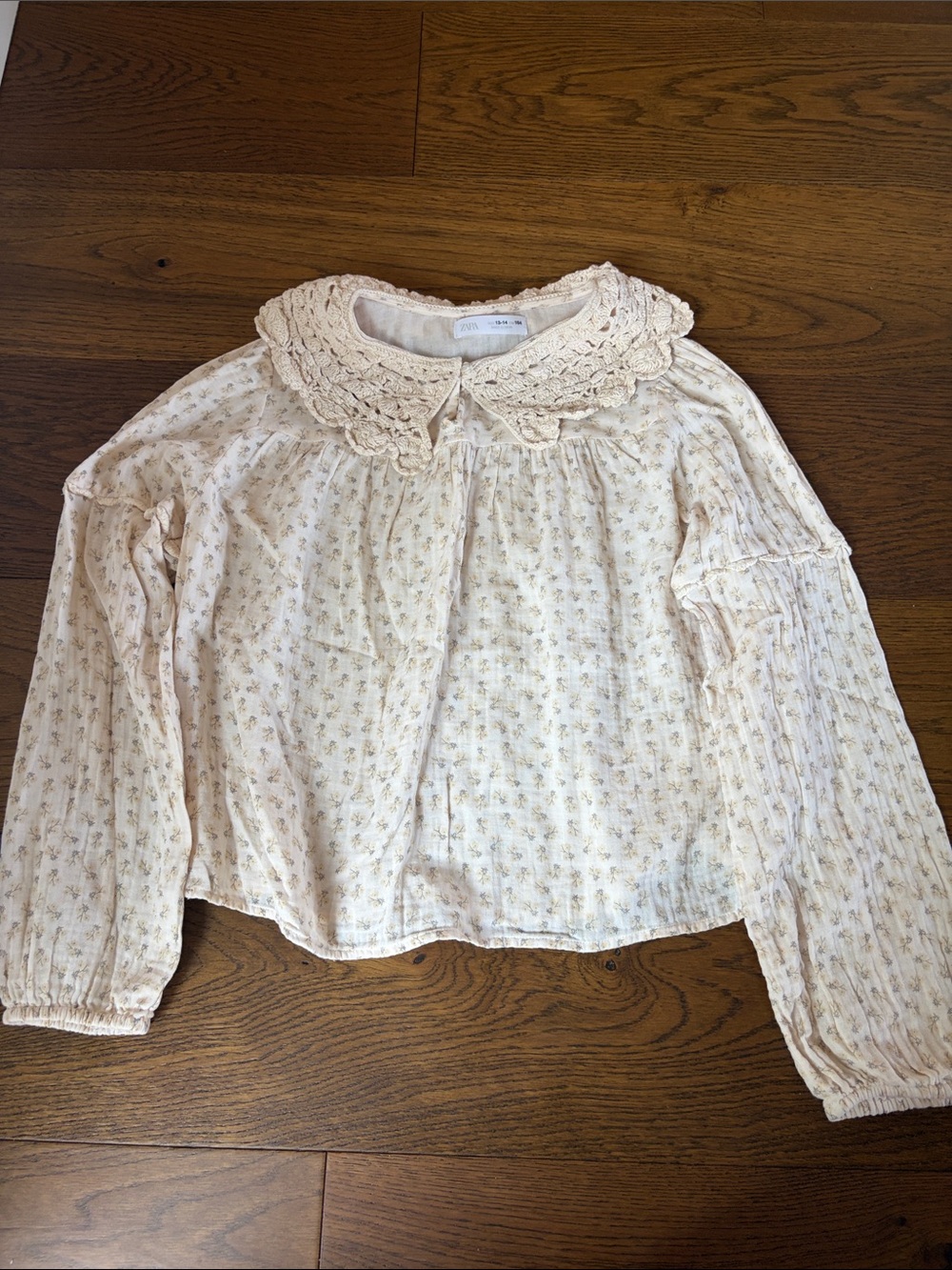 Zara Floral Top with Crochet Collar